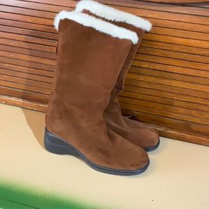 Aerosoles brown suede faux fur lined mid calf boots